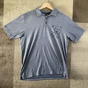 Travis‎ Mathew Polo Shirt Palm Tree Front Pocket Mens M Gray Performance Golf